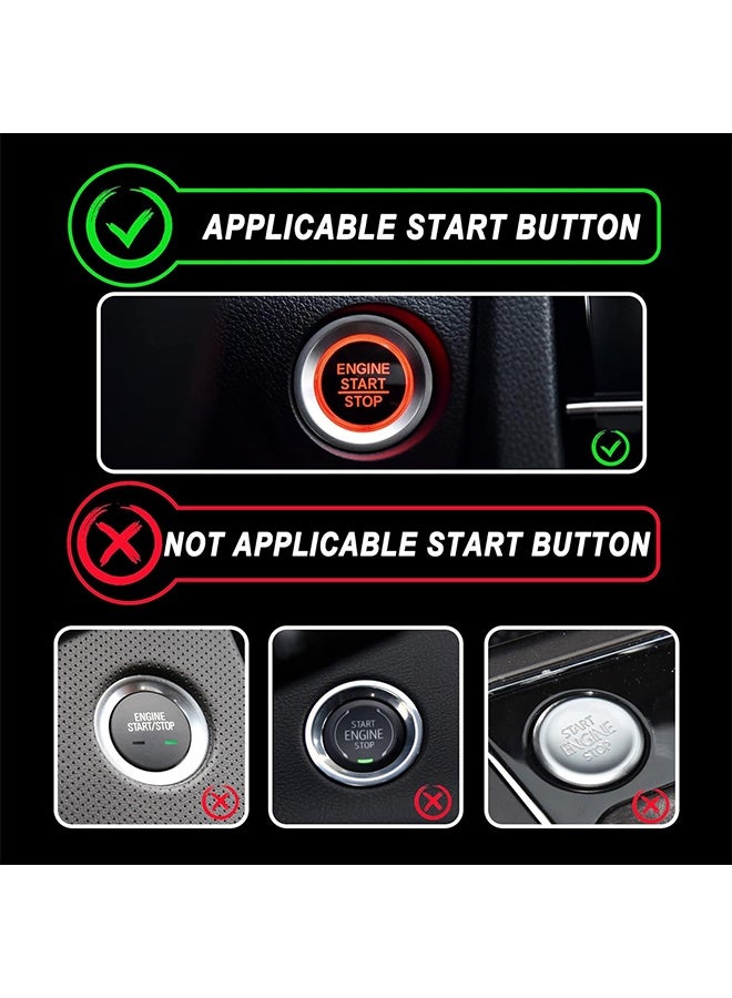 غطاء زر تشغيل محرك السيارة بلينغ، كريستال ماس، خاتم تشغيل ملصق، ملصق إكسسوارات براقة، زر الإشعال، شعار حجر الراين، زينة يونيفرسال (أبيض) - Image 5